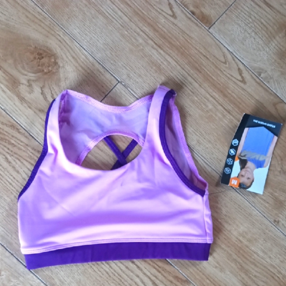 NWT AVIA kids Purple Sports Bra